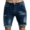 thumbnail image 3 of Hpapadks Jeans Shorts for Men Ripped Distressed Loose Fit Denim Bermuda Shorts with Pockets Summer Casual Solid Mens Denim Shorts Dark Blue S, 3 of 4