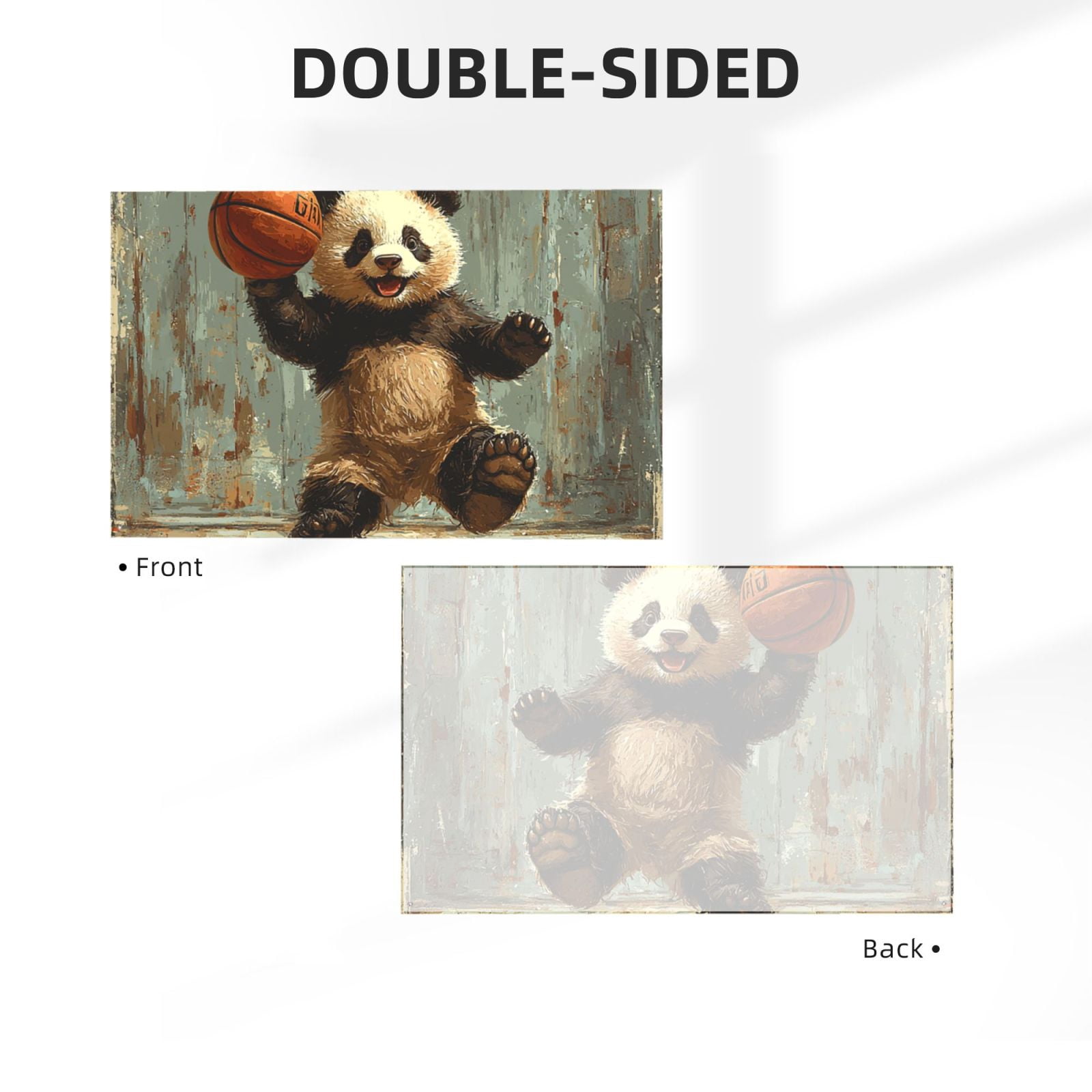 Panda Playing Basketball Funny Four Hole Decorated Banner Flag for Garden Yard Home Decoration Indoor Outdoor 4x6 Ft