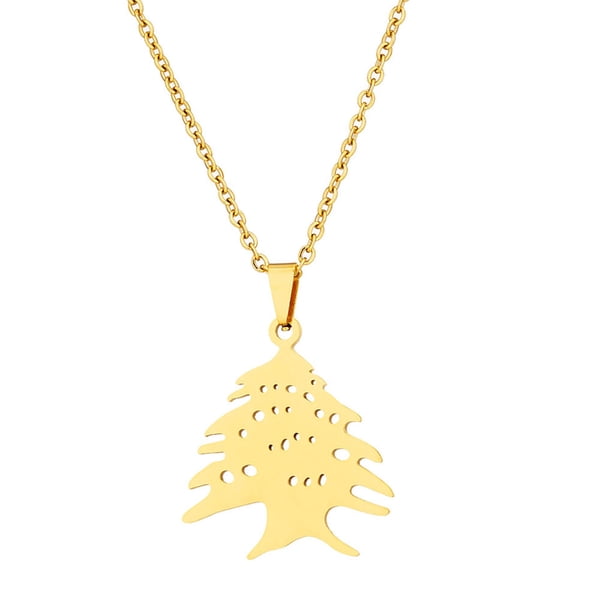 Collar de Acero Inoxidable Sonducket con Colgante de Mapa del Líbano Oro