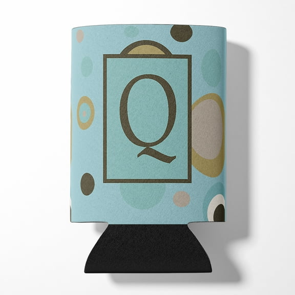 Letter Q Initial Monogram - Blue Dots Can or Bottle Hugger
