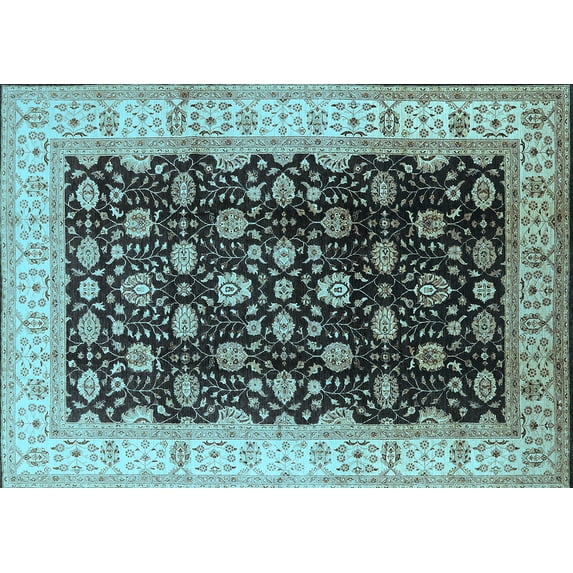 Ahgly Company Indoor Rectangle Oriental Light Blue Traditional Area Rugs, 4' x 6'