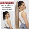 thumbnail image 4 of 16-26 Inch Long Straight Drawstring Ponytail Extensions #P18/613 Highlight Human Hair Ponytail Hairpieces, 4 of 6