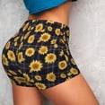 thumbnail image 4 of Yiaed Royal Blue Plaid Sunflower Print Women's Athletic Shorts Running Shorts Sporty Short High Waisted Elastic Workout Shorts for Yoga Gym Running & Sports -XX-Large, 4 of 6