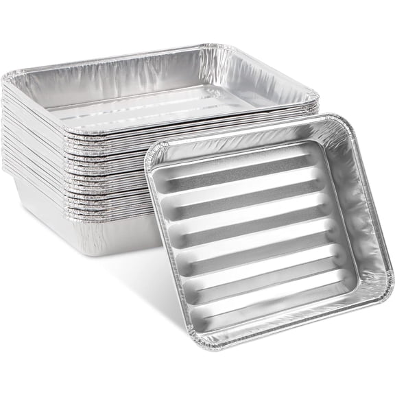 PLASTICPRO Aluminum Foil Grill Pans 7" x 8.5" Disposable Aluminum Foil Pans, 20-Pack