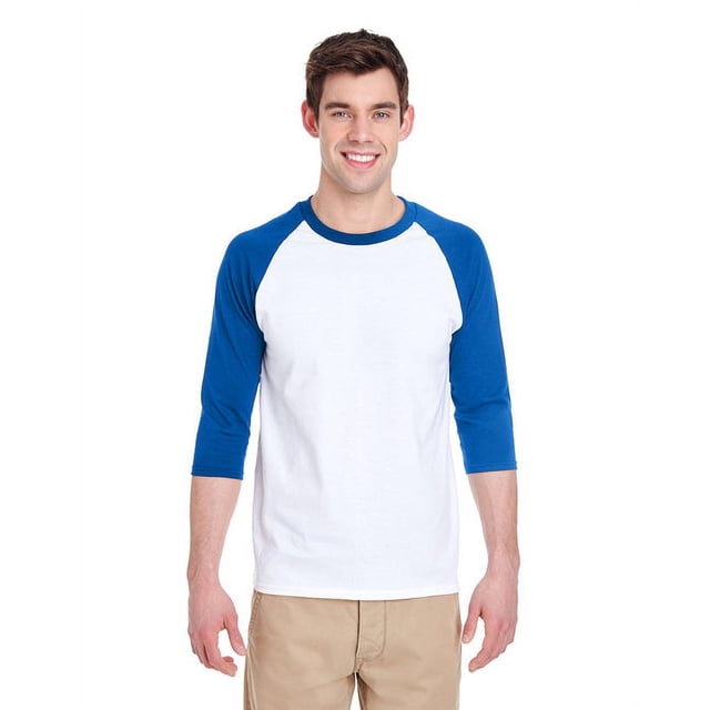 Gildan G570 T-Shirt Adulte en Coton Épais Manches 3/4 Raglan