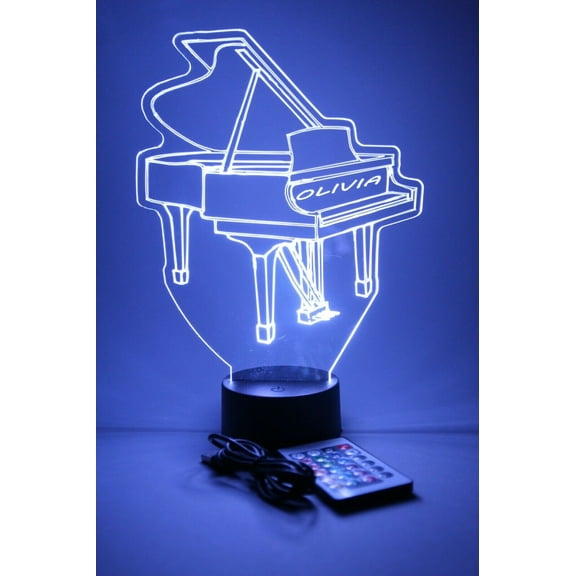 Music Musician Instrument Sound Name Night Light Up Lamp Shape LED Personalized Custom Made Desk Table Lamp, Our Newest Feature - It's Wow, with Remote 16 Colors, Great Gift (Grand Piano)