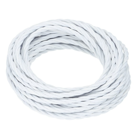 Uxcell 32.8Ft Twisted Cloth Covered Wire, 18/3 Cloth Covered Electrical Wire, White