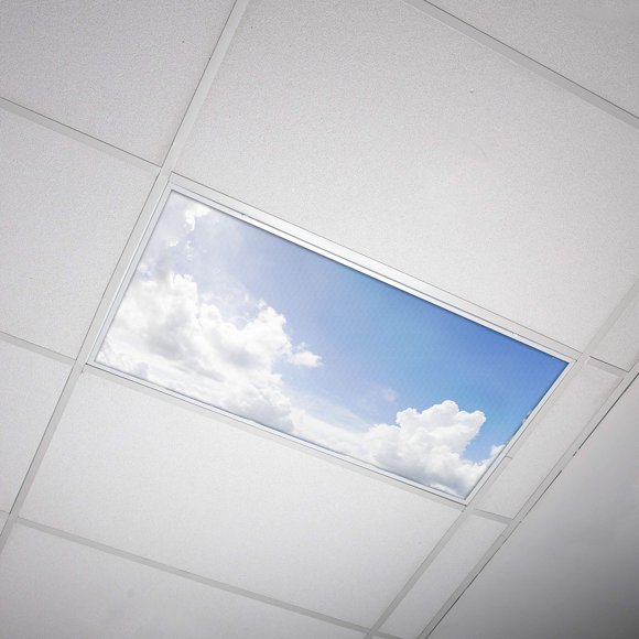 Octo Lights Fluorescent Light Covers for Ceiling Lights Classroom 2x4 (22.38in X 46.5in) Improve Focus, Eliminate Headaches, Provide Florescent Light Relief - Cloud 016
