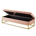 thumbnail image 2 of GZXS 58.6" End of Bed Bench, Button Tufting Design Velvet Upholstered Storage Bench with Gold Metal Base, for Bedroom, Window, Entryway, Living Room, Holds up to 500lbs, Pink, 2 of 9