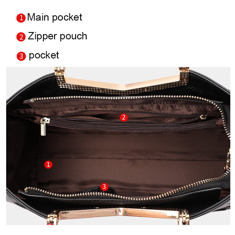 Genuine leather, letter-patterned tote handbag with cross-body strap, large capacity storage bag, wallet, purse