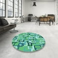 thumbnail image 4 of Ahgly Company Machine Washable Indoor Round Transitional Lime Mint Green Area Rugs, 4' Round, 4 of 7