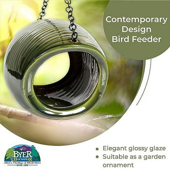 Byer of Maine, Mango Stone Fly-Through Bird Feeder, Ceramic Hanging Birdfeeder, 2lbs