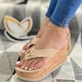 thumbnail image 2 of Womens Platform Wedge Sandals Casual Cork Footbed Slip On Sandals Orthopedic Arch Support Thong Sandals, 2 of 4