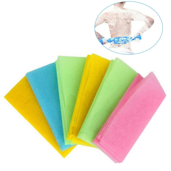 Vnanda 5Packs Exfoliating Washcloth Japanese Beauty Washcloth Nylon Bath Sponge Korean Loofah Towel Puff Large Wash Cloth Body Scrub Premium Bath Washcloths