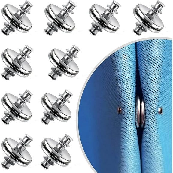 10 Pairs Curtain Magnets Closure, Curtain Weights Magnets with Back Tack to Prevent Lights from Leaking, Curtain Magnetic Holdback Button for Home Bedroom Office Curtain Draperies
