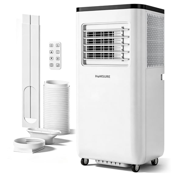 HUMSURE Climatiseurs Portatifs 10000 BTU 4-en-1 pour Pièce, Unité de Climatisation Portative avec Télécommande, Refroidissement, Sec, Automatique, Mode Sommeil