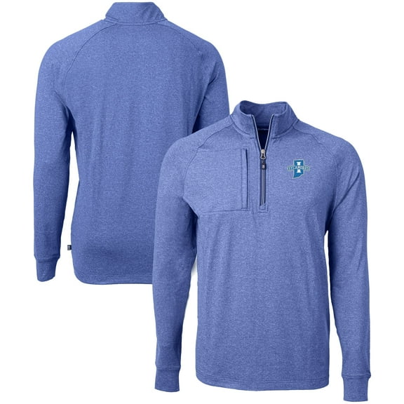 Men's Cutter & Buck  Heather Royal Indiana State Sycamores Big & Tall Adapt Eco Knit Quarter-Zip Pullover Top