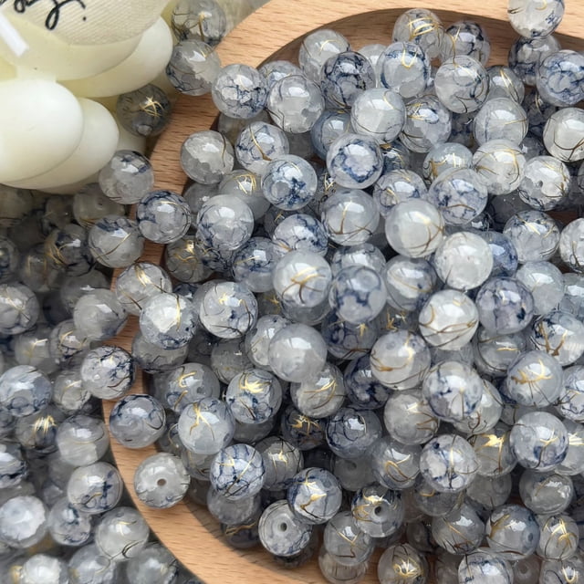 Cuentas de vidrio de proteína cepilladas antiguas de 10 mm, accesorios decorativos hechos a mano para bricolaje, pulseras, collares, cuentas de vidrio sueltas