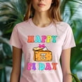 thumbnail image 5 of Women's Funny Math Graphic Tee, Happy Pi Day Shirt with Pie Slice Design, CarolinaBlue, Size S, 5 of 6