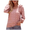 thumbnail image 1 of Women Exquisite Smart Smooth V-neck Solid Color Long Sleeve polyester Top Blouse Shirt(Red,XL), 1 of 4