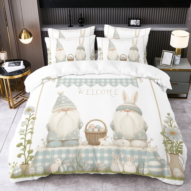 Tdxkok Ensemble de Literie Trois Pièces Mignon Drap de Lit Imprimé Numérique pour Enfants Literie Textiles pour la Maison Cadeaux de Pâques