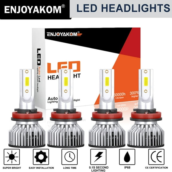 4PCS For Buick Terraza 2005 2006 2007 H11 LED Headlight Bulbs H8 H9 High Low Beam Kit Replacement 6000K White