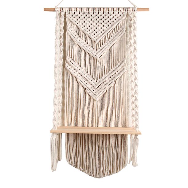 1 22.5W Estante para colgar en la pared, decoración de pared del hogar tejida, estante de almacenamiento colgante flotante de madera
