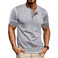 thumbnail image 2 of SOMOWI Men's T Shirts Spring Short Sleeve Solid Color Letter Stripe Stitching Grey Fall Tops Trendy L, 2 of 9
