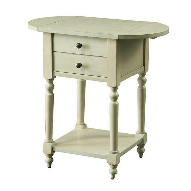Furniture of America Mendez Table d'Appoint en Bois à Rabat Blanc Antique