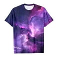 thumbnail image 4 of Toddler Girl Shirt Galaxy Print Fashion Short Sleeve T Shirts Crew Neck Tee Shirt T-Shirts To Big Kid Purple,6-7 Years, 4 of 4