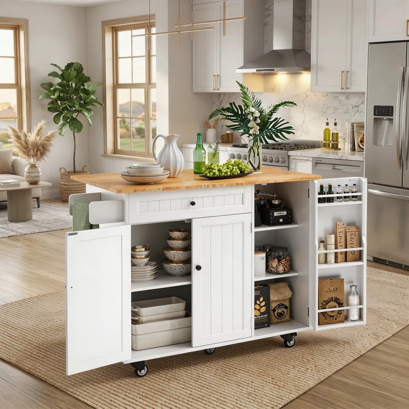 Hodedah Microwave Kitchen Cart, Beech - Walmart.com