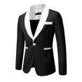 thumbnail image 4 of UVEASISHA Mens Blazer Slim Fit Casual Business Formal Suit Jackets Contrast Collar Stylish Office Jacket One Button Formal Suits with Pockets On Sale,Black,XL, 4 of 5