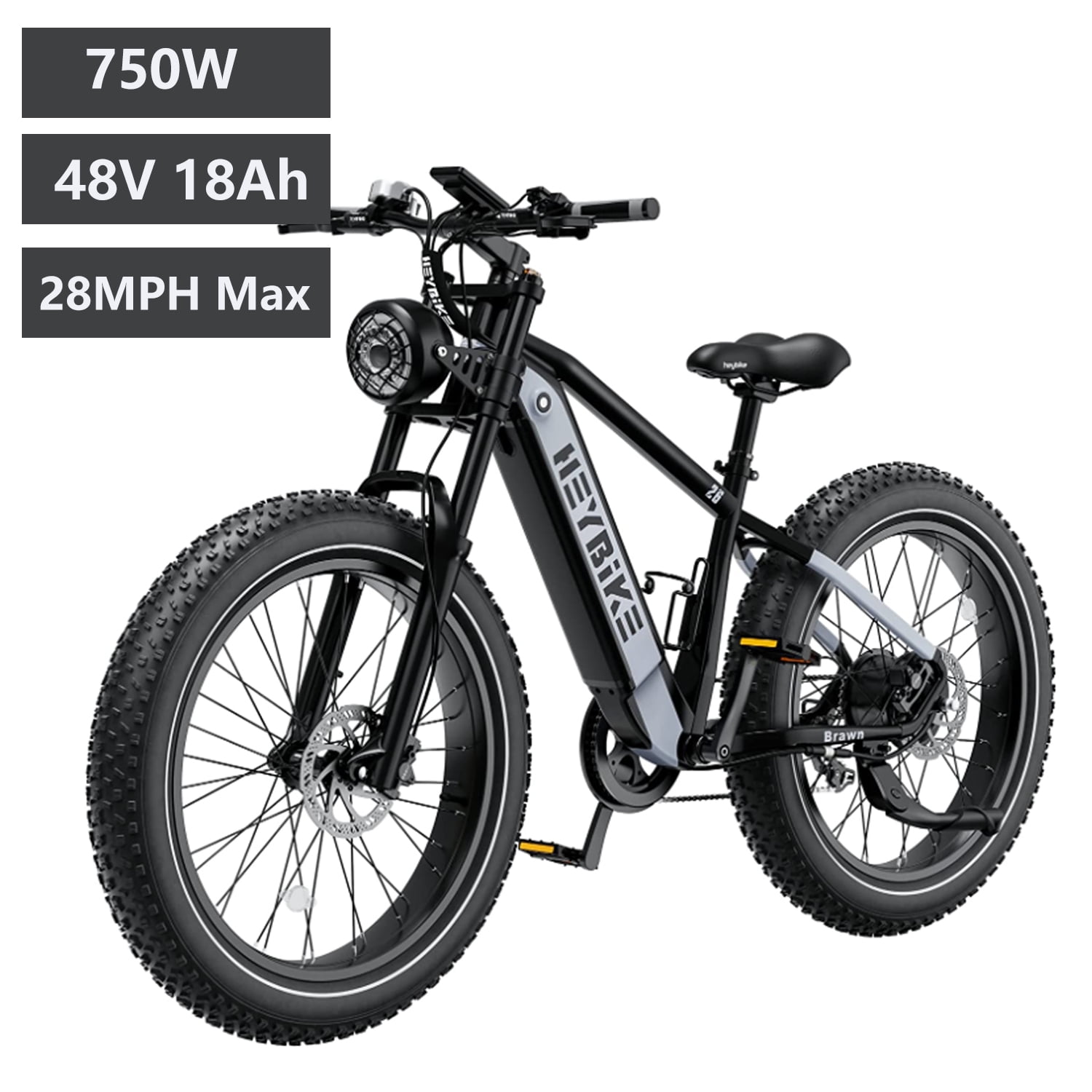 Heybike Brawn Electric Bike for Adults 26" Fat Tire Electric Mountain