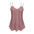 thumbnail image 4 of Gyexs Womens Tank Tops Eyelet Embroidery Sleeveless Summer Top V Neck Undershirt Flowy Spaghetti Straps Casual Wear Clothes (Pink, S), 4 of 6