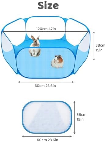 Small Animal Playpen, Pop-Up Portable Play Yard for Guinea Pigs, Rabbits, Hamsters, Hedgehogs, Foldable Exercise Fence with Breathable Mesh for Indoor Outdoor Use