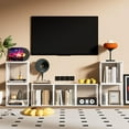 thumbnail image 2 of 2 Cube Storage Organizer, Small Bookshelves, DIY Variable Stackable Wooden & Metal Cubes Shelves for Desktop, Bedroom, Living Room, White, 2 of 15
