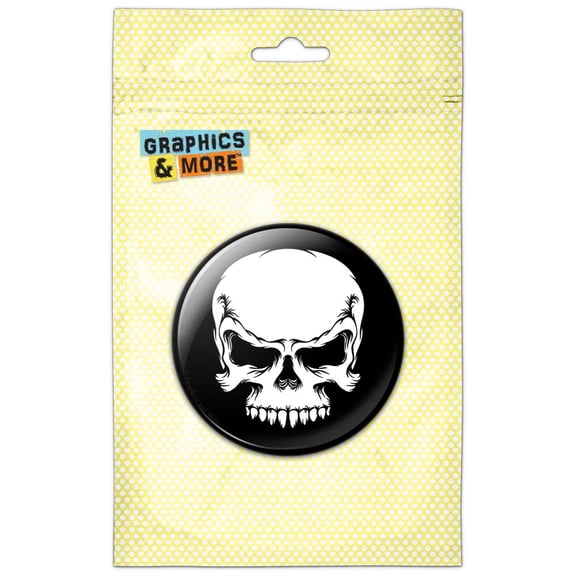 Tribal Skull on Black Pinback Button Pin Badge