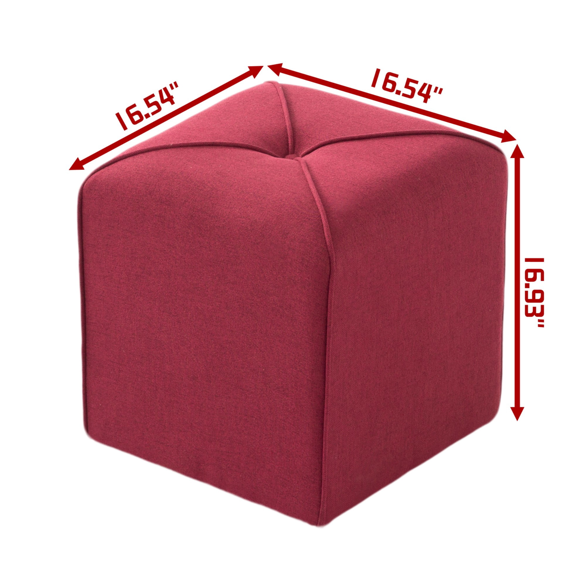 BSHTI 16.54" Square Ottoman – Linen Upholstery, High-Density Foam, No Assembly Required, Footrest & Extra Seat for Living Room Bedroom Office