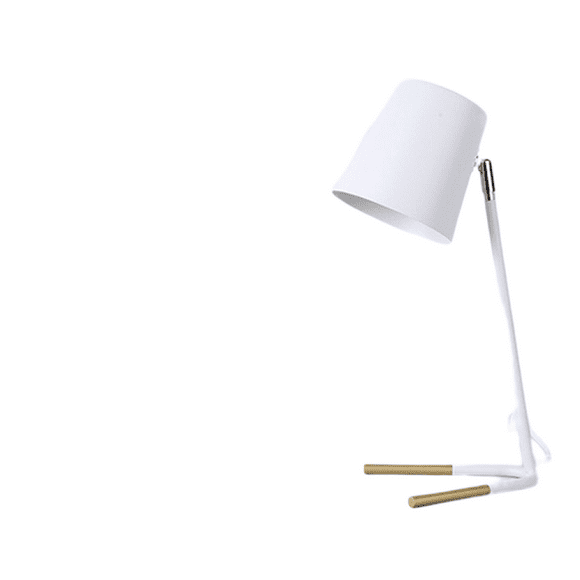Desk Lamp, Student, Matte Rose, Matte Gold Legs, Clear Wire, Push-In On/Off Switch, White