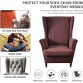 thumbnail image 5 of SHANNA Waterproof Wingback Chair Cover, Stretch Jacquard Wing Chair Slipcovers 2 Piece, Wingback Armchair Sofa Furniture Protector, Brown, 5 of 8