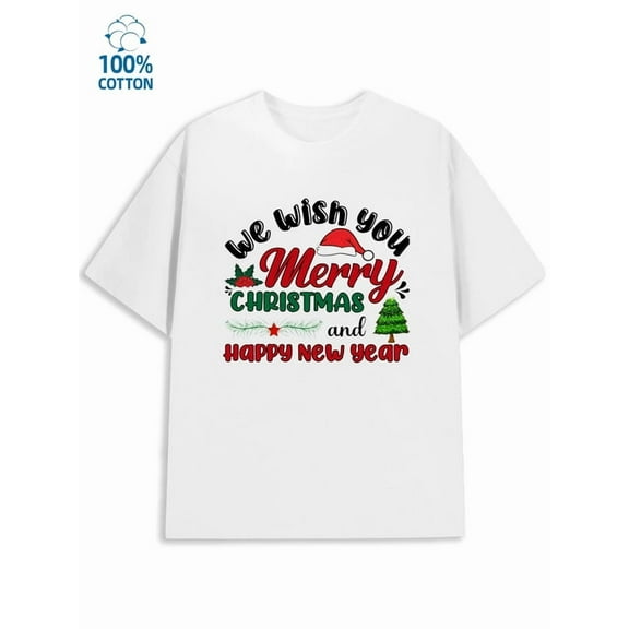 Merry Christmas T-Shirt mens Christmas 180G 100% Cotton white Christmas Christmas crew Casual Unisex Shirt Short Sleeve tshirts Original Unisex Shirt Crewneck tshirts