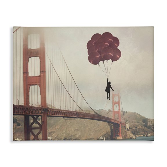 Stupell Industries Contemporary Bridge and Girl with Balloons Canvas Art, 20 x 16, by Ashley Davis