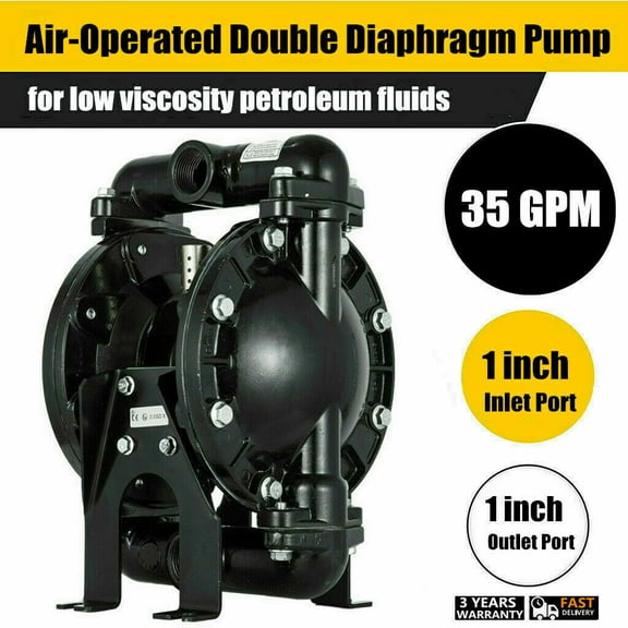 Miumaeov Air-Operated Double Diaphragm Pump 1 inch Inlet & Outlet Aluminum 35 GPM QBY4-25L Max 120PSI for Chemical Industrial Use