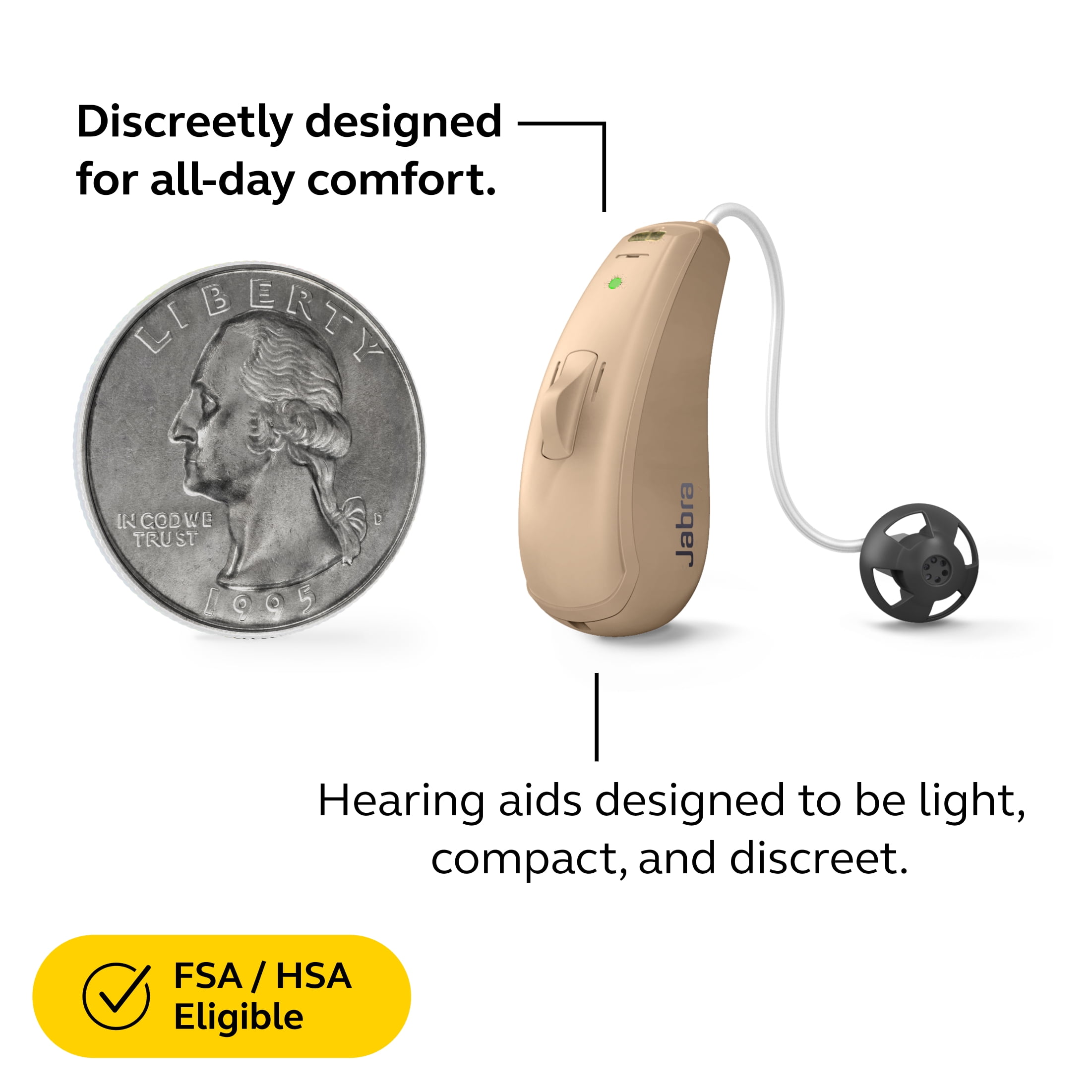 Jabra Enhance Select 50R, Medical-Grade, Behind-the-Ear Hearing Aid with Audiology Care & Bluetooth, Beige