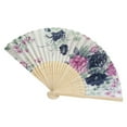 thumbnail image 2 of Handheld Floral Folding Fans Hand Held Silk Bamboo Fans with Tassel Women Hollowed Hand Foldable Fan with Fabric Sleeve for Dancing Wedding Decoration Gifts Harlik, 2 of 3