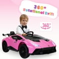thumbnail image 4 of Jaxpety 24V Kids Ride on Car,Lamborghini STO Battery Powered Sports Car W/Remote Control/Music/360° Spin/Drift/Usb/LED Light, Pink, 4 of 14