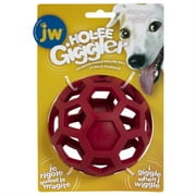 JW Hol-ee Giggler Treat Dispenser Puzzle Ball Giggle Sound Dog Toy Medium Red