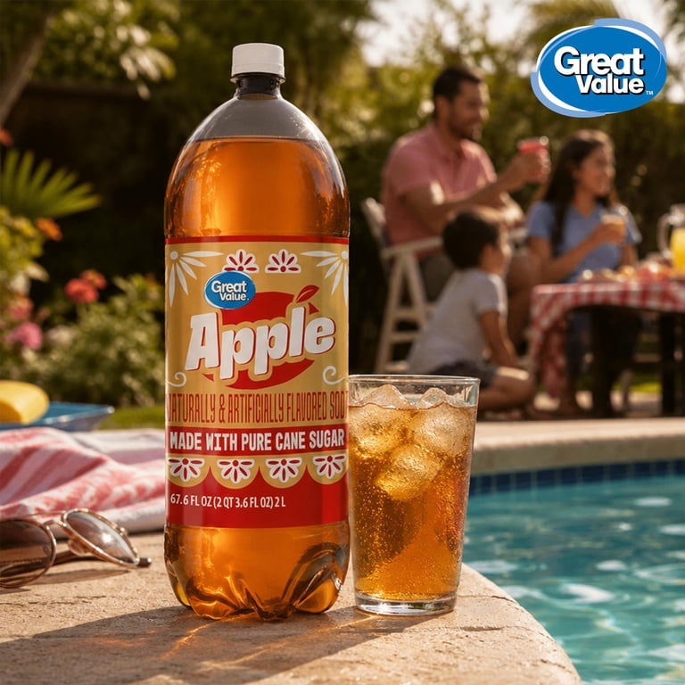 Great Value Apple Soda Pop, Pure Cane Sugar, 2 Liters - Walmart.com