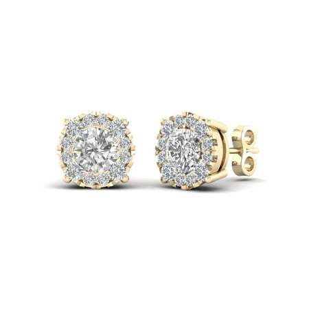 1/2 Carat T.W. Diamond Halo Stud Earrings 10kt Yellow Gold