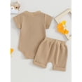 thumbnail image 5 of Musuos Baby Boy Summer Clothes 3 6 9 12M Solid Color Waffle Short Sleeve Button Romper with Shorts 2Pcs Outfit, 5 of 10